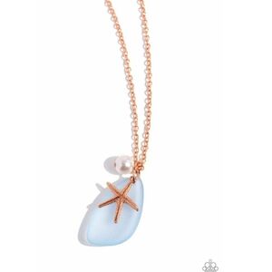 Sea Glass Stash Copper Necklace Blue Pendant Fashion Jewelry